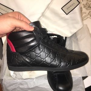 🔥Mens Gucci Sneakers High Top Black Leather🔥